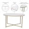 Flash Furniture Hampstead Collection Coffee and End Table Set - White Marbled Laminate Top & Brushed Gold Crisscross Frame, 3 Piece Table Set NAN-CEK-1787-MRBL-GG - alternate 6